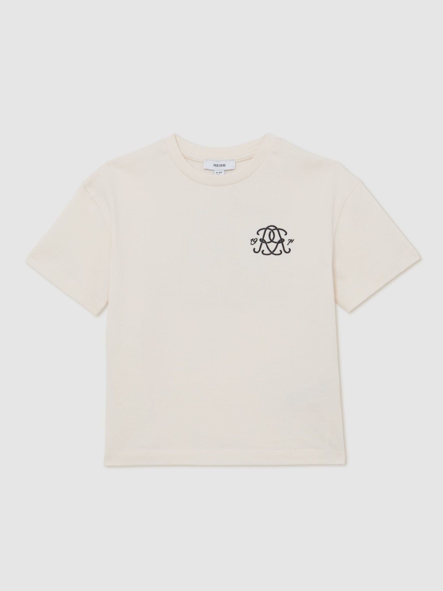 Reiss Off White Harris 3-9 yrs Monogram Cotton Crew-Neck T-Shirt image 2
