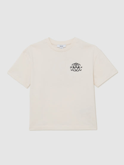 Reiss Off White Harris 3-9 yrs Monogram Cotton Crew-Neck T-Shirt image 2