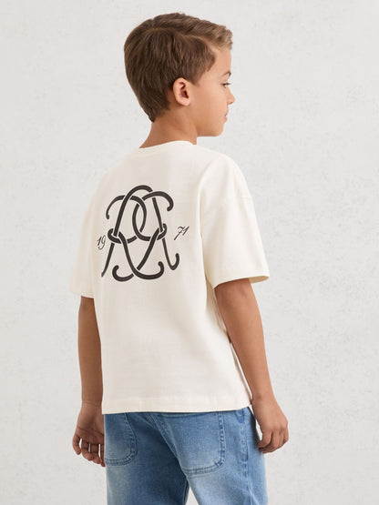 Reiss Off White Harris 3-9 yrs Monogram Cotton Crew-Neck T-Shirt image 4