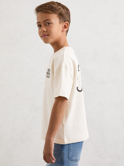 Reiss Off White Harris 3-9 yrs Monogram Cotton Crew-Neck T-Shirt image 5
