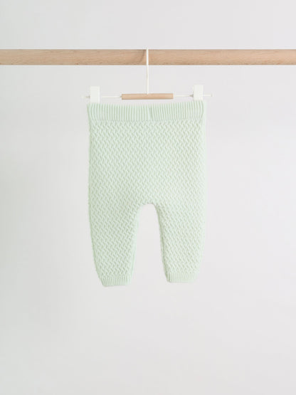 Sage Green Crochet Animal Knitted Cardigan and Legging Baby Set (0mths-2yrs) image 3