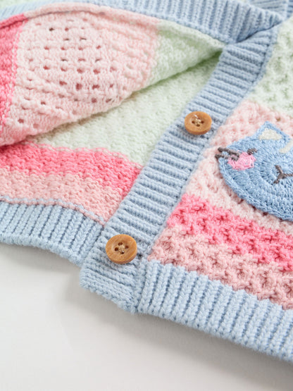 Sage Green Crochet Animal Knitted Cardigan and Legging Baby Set (0mths-2yrs) image 4