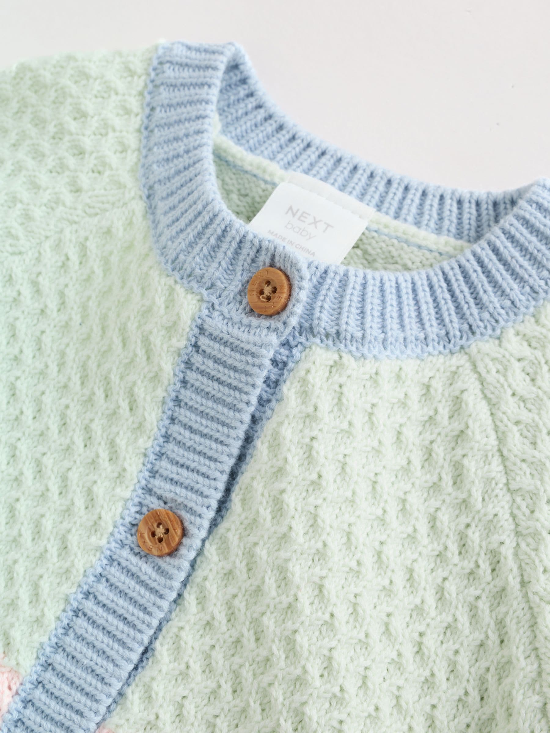 Sage Green Crochet Animal Knitted Cardigan and Legging Baby Set (0mths-2yrs) image 7