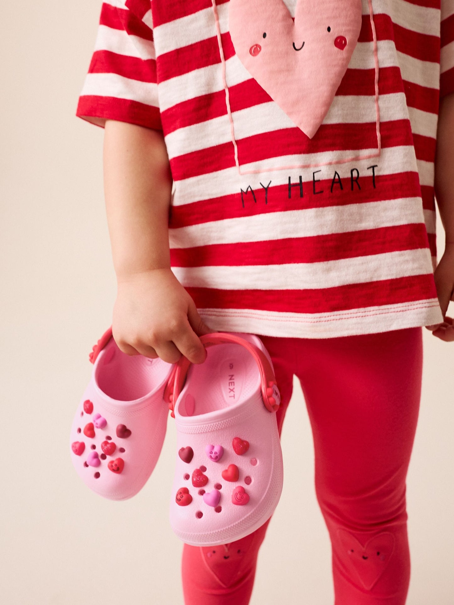 Pink/Red Hearts Standard Fit (F) Character Clogs image 2