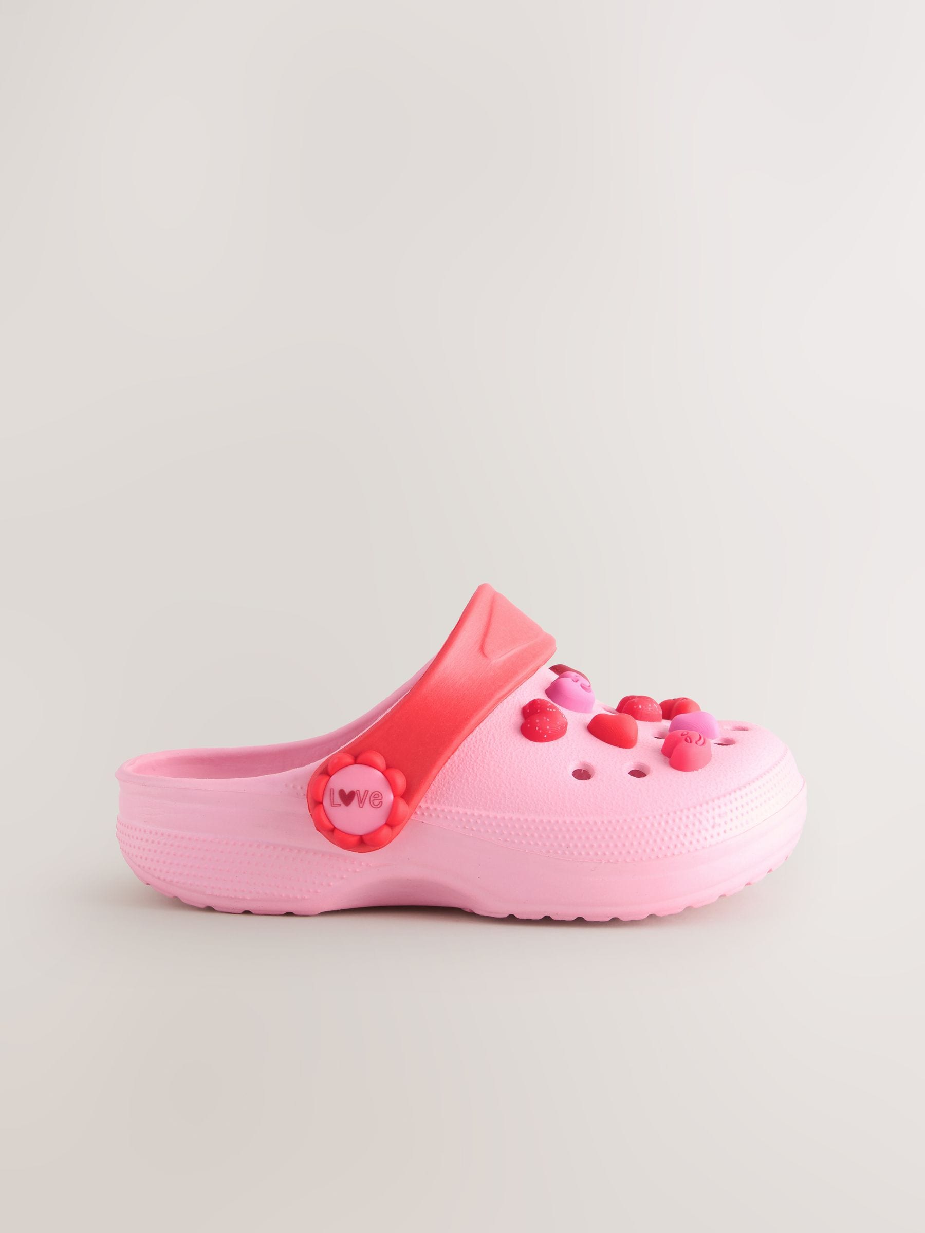 Pink/Red Hearts Standard Fit (F) Character Clogs image 5