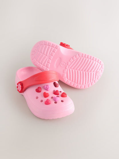 Pink/Red Hearts Standard Fit (F) Character Clogs image 6