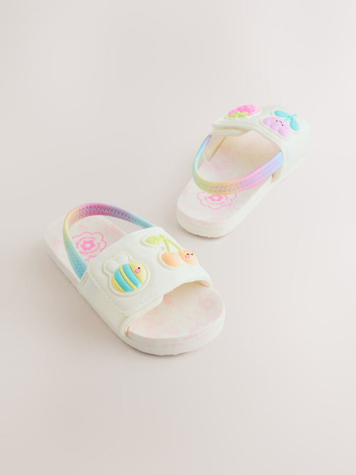 White/Pink Elastic Back Sliders image 1