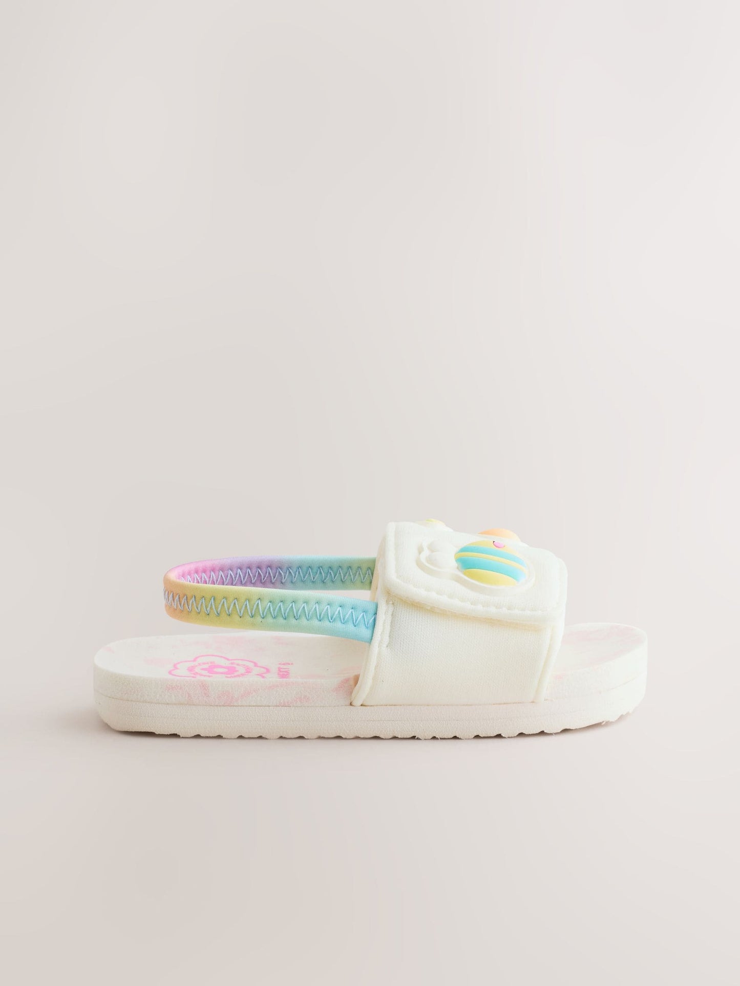 White/Pink Elastic Back Sliders image 2