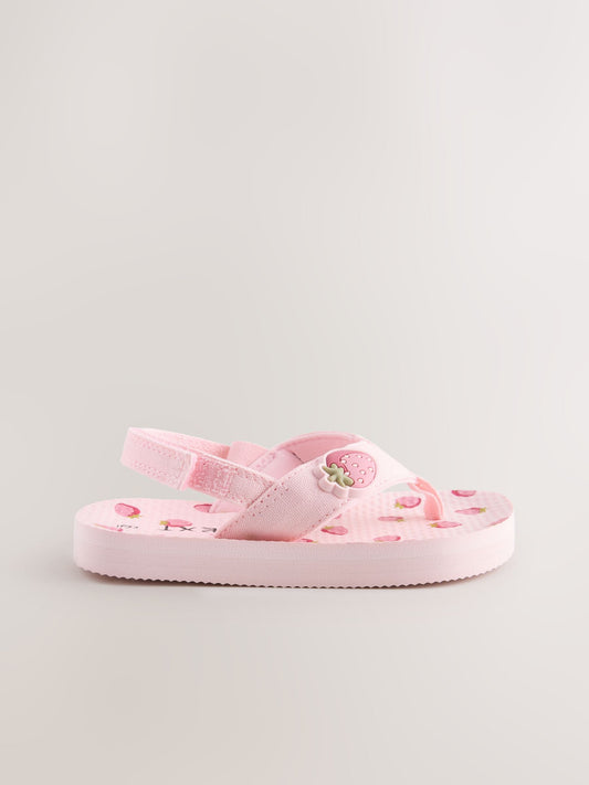 Pink Strawberry Flip Flops With Back Strap image 2