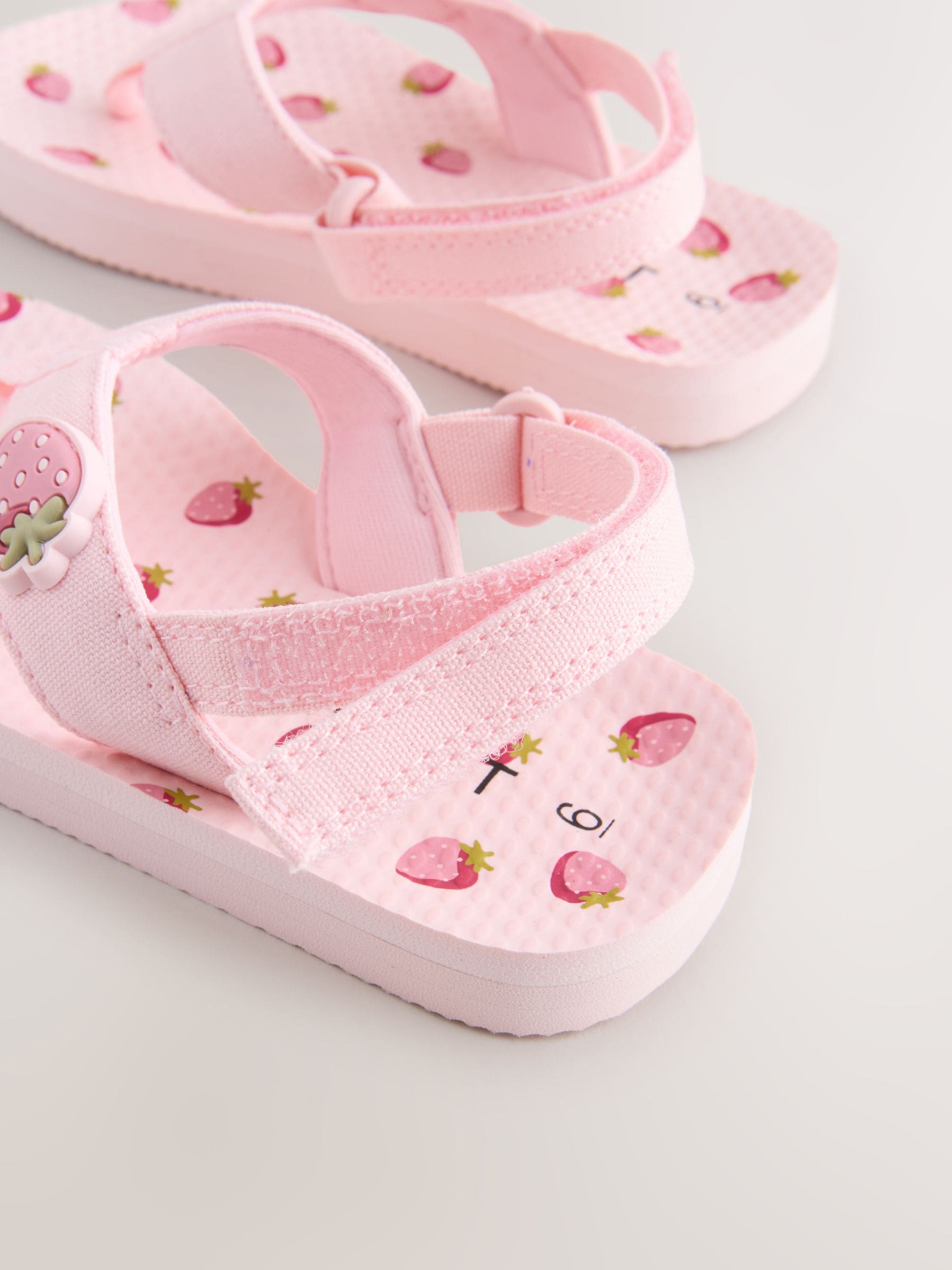 Pink Strawberry Flip Flops With Back Strap image 3