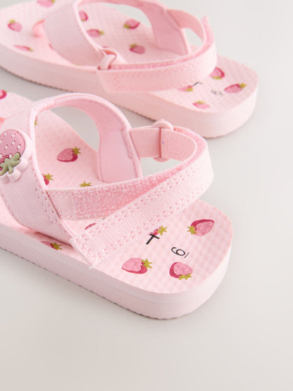 Pink Strawberry Flip Flops With Back Strap image 3