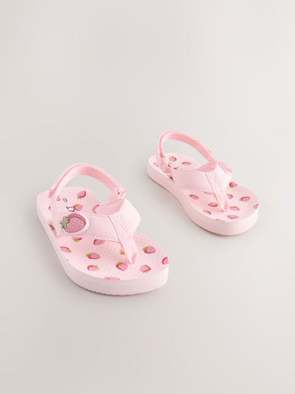 Pink Strawberry Flip Flops With Back Strap image 1
