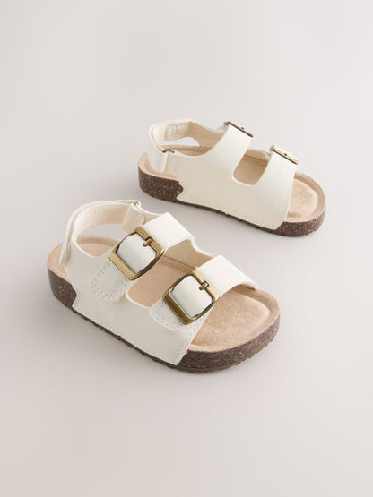 White Wide Fit (G) Double Buckle Cushioned Footbed Sandals image 1