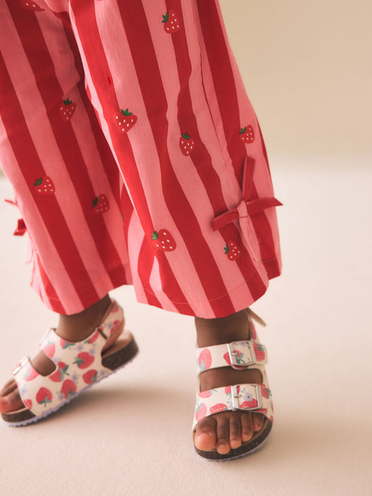 Red/White Strawberry Standard Fit (F) Double Buckle Cushioned Footbed Sandals image 1