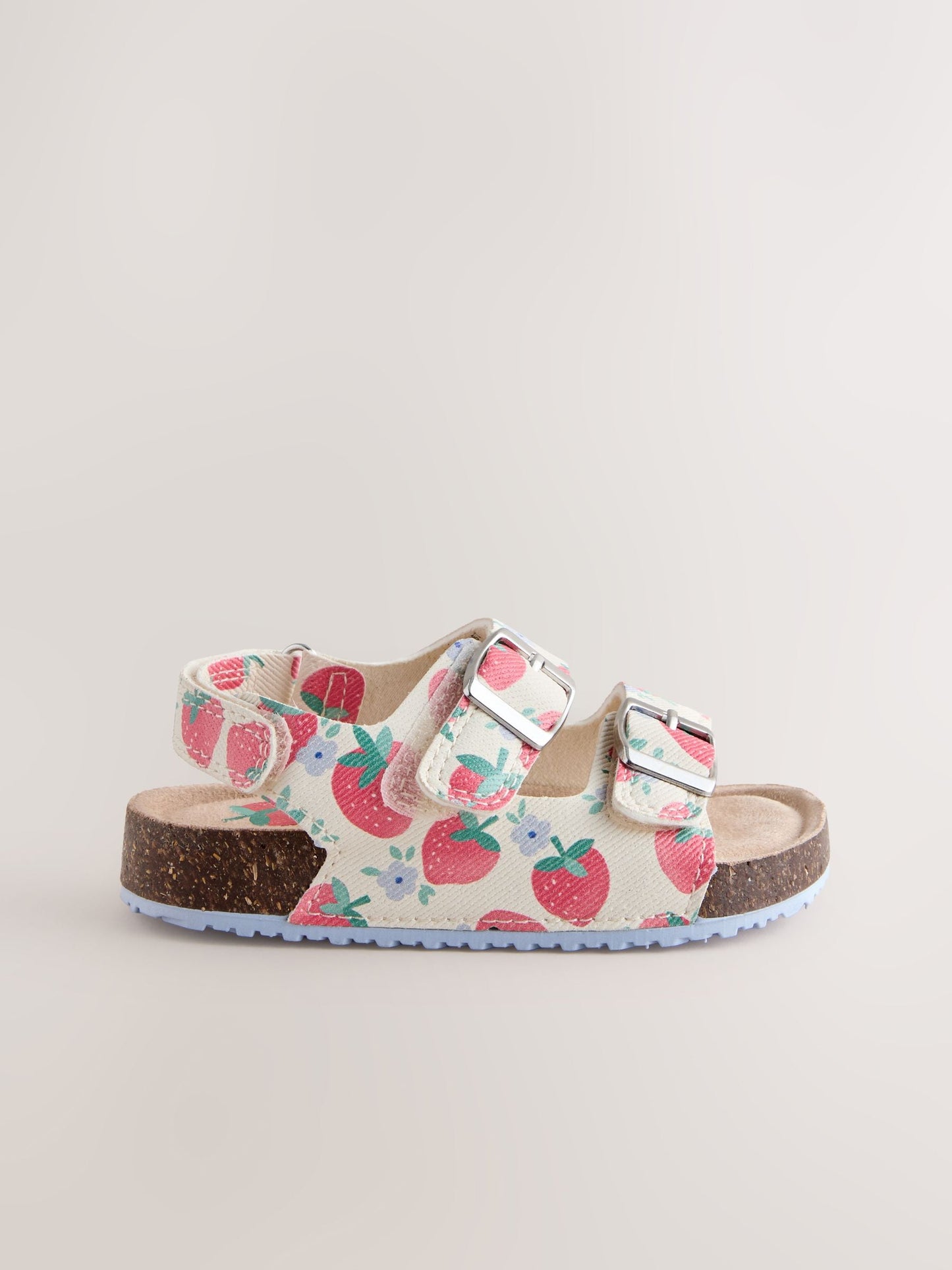 Red/White Strawberry Standard Fit (F) Double Buckle Cushioned Footbed Sandals image 3