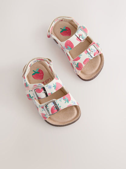 Red/White Strawberry Standard Fit (F) Double Buckle Cushioned Footbed Sandals image 4