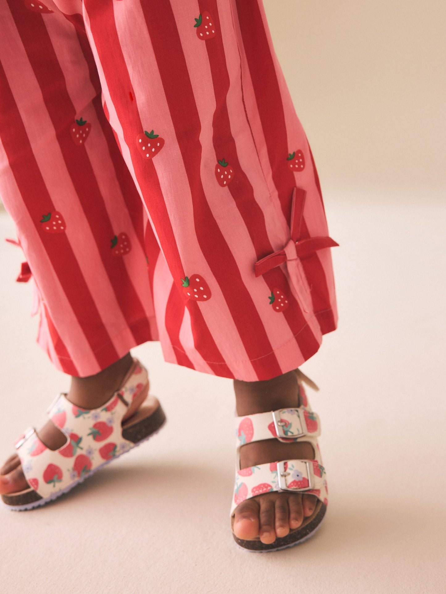 Red/White Strawberry Standard Fit (F) Double Buckle Cushioned Footbed Sandals image 1