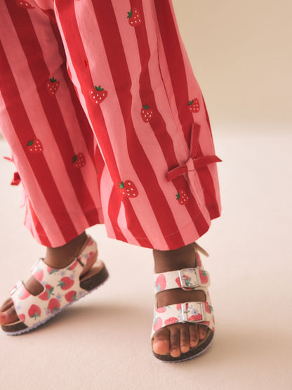 Red/White Strawberry Standard Fit (F) Double Buckle Cushioned Footbed Sandals image 1