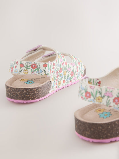 Multi Floral Wide Fit (G) Double Buckle Cushioned Footbed Sandals image 2