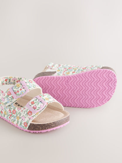 Multi Floral Wide Fit (G) Double Buckle Cushioned Footbed Sandals image 3