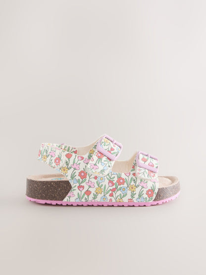 Multi Floral Wide Fit (G) Double Buckle Cushioned Footbed Sandals image 4