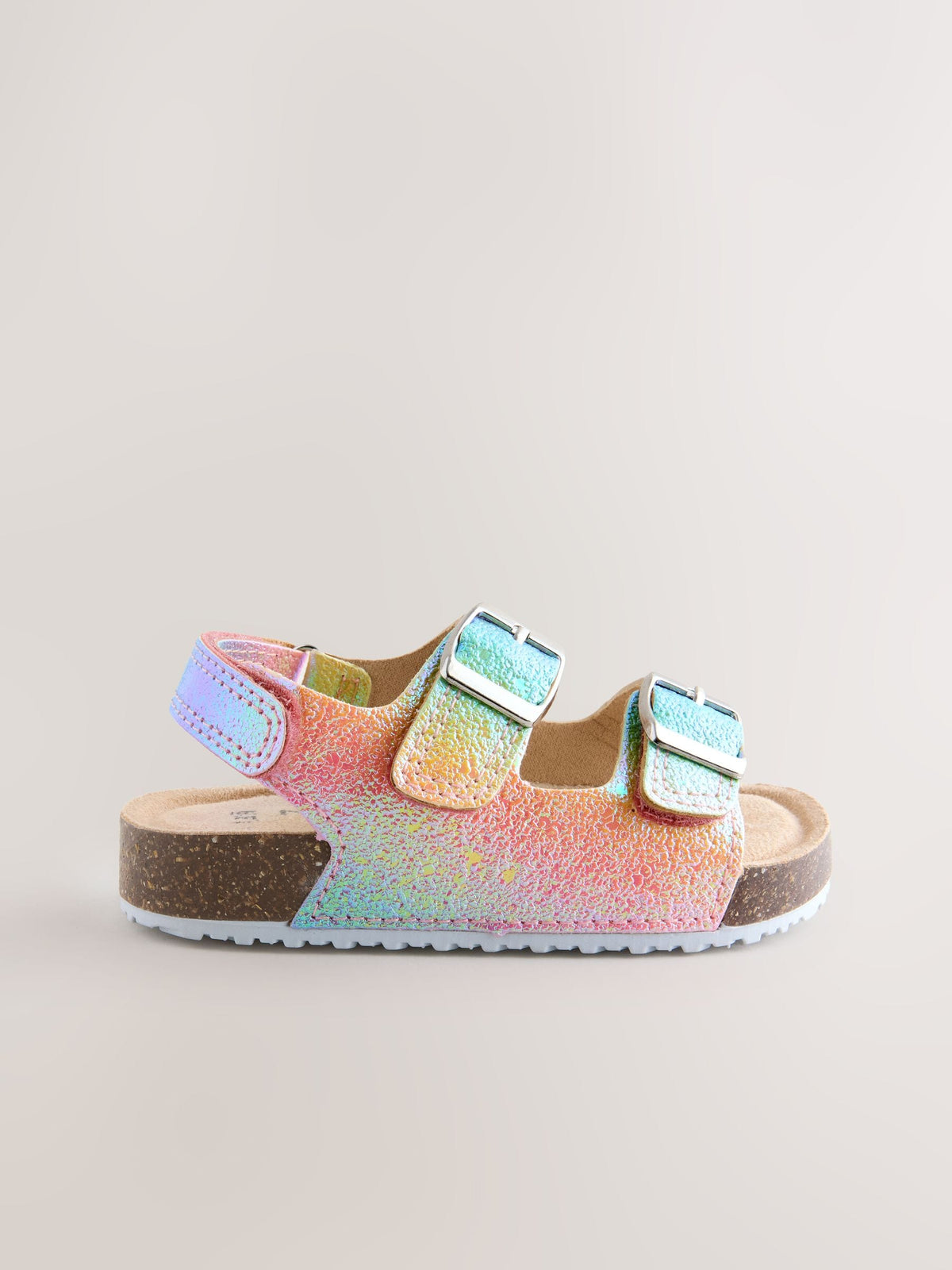 Multi Glitter Standard Fit (F) Double Buckle Cushioned Footbed Sandals image 2