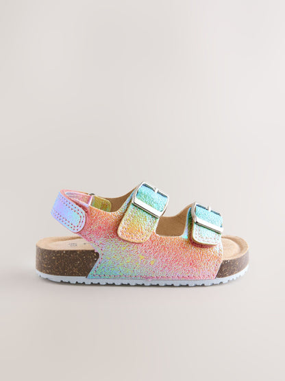 Multi Glitter Standard Fit (F) Double Buckle Cushioned Footbed Sandals image 2
