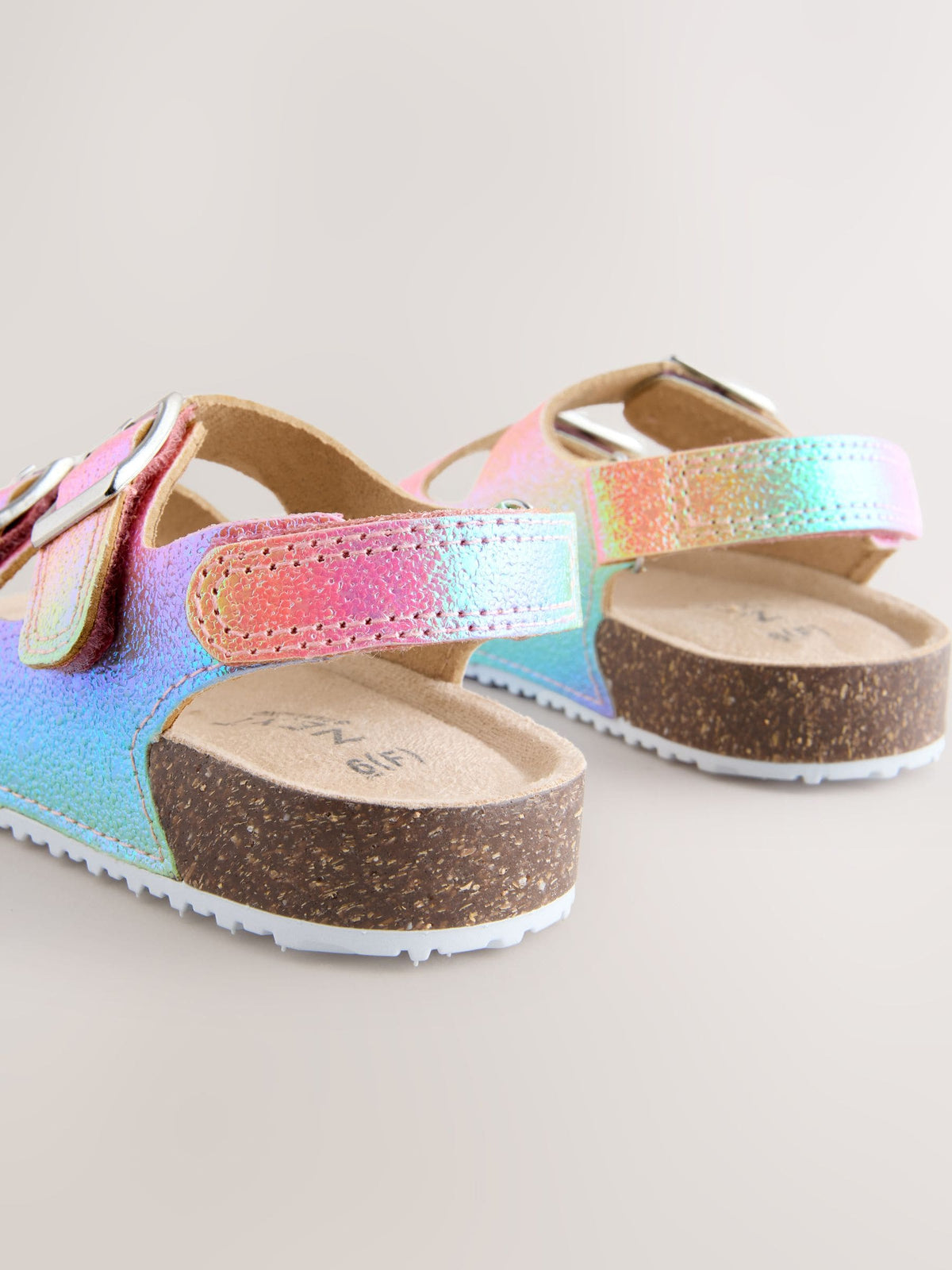 Multi Glitter Standard Fit (F) Double Buckle Cushioned Footbed Sandals image 4