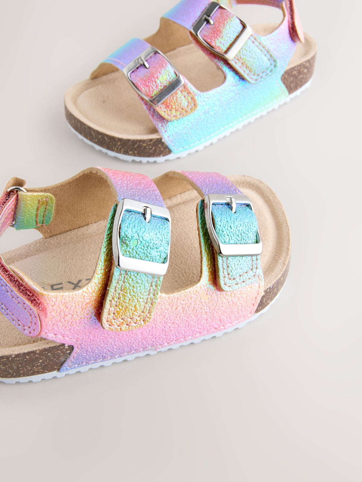 Multi Glitter Standard Fit (F) Double Buckle Cushioned Footbed Sandals image 5