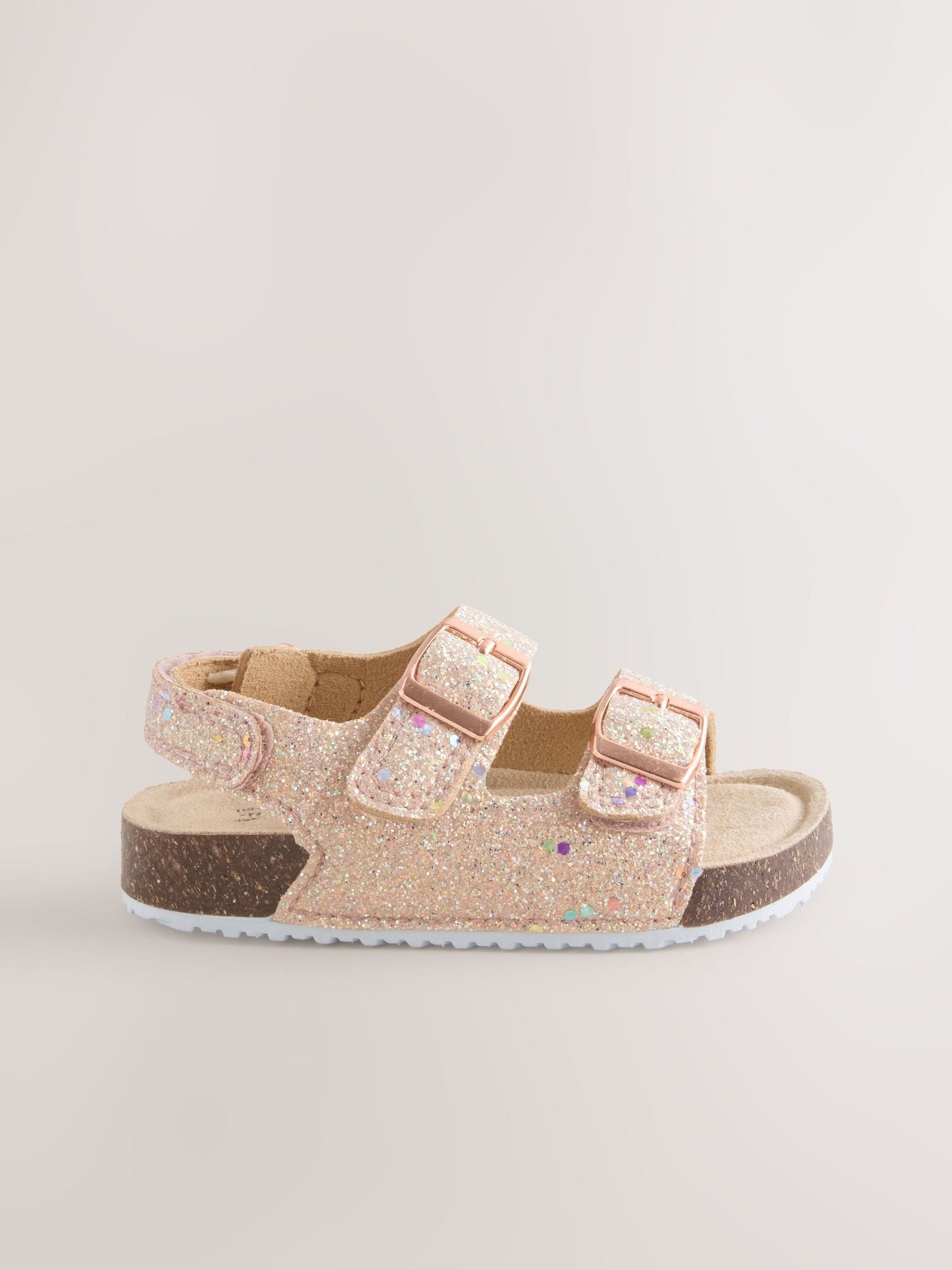 Rose Gold Glitter Standard Fit (F) Double Buckle Cushioned Footbed Sandals image 2