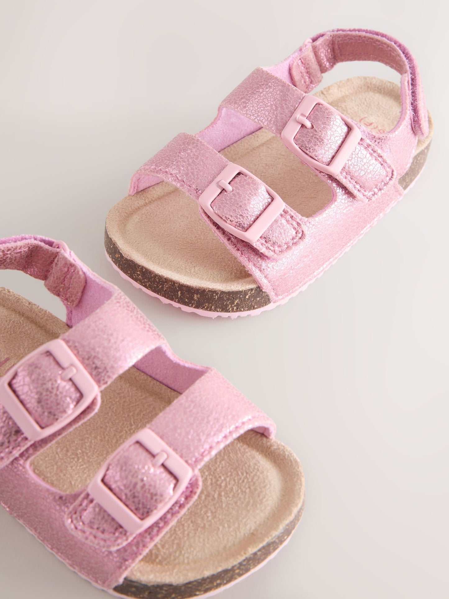 Pink Metallic Standard Fit (F) Double Buckle Cushioned Footbed Sandals image 4