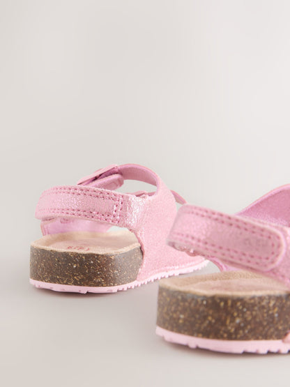Pink Metallic Wide Fit (G) Double Buckle Cushioned Footbed Sandals image 5