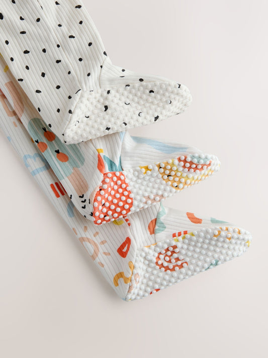 Multi Two Way Zip Baby Sleepsuit 3 Pack (0-2yrs) image 3