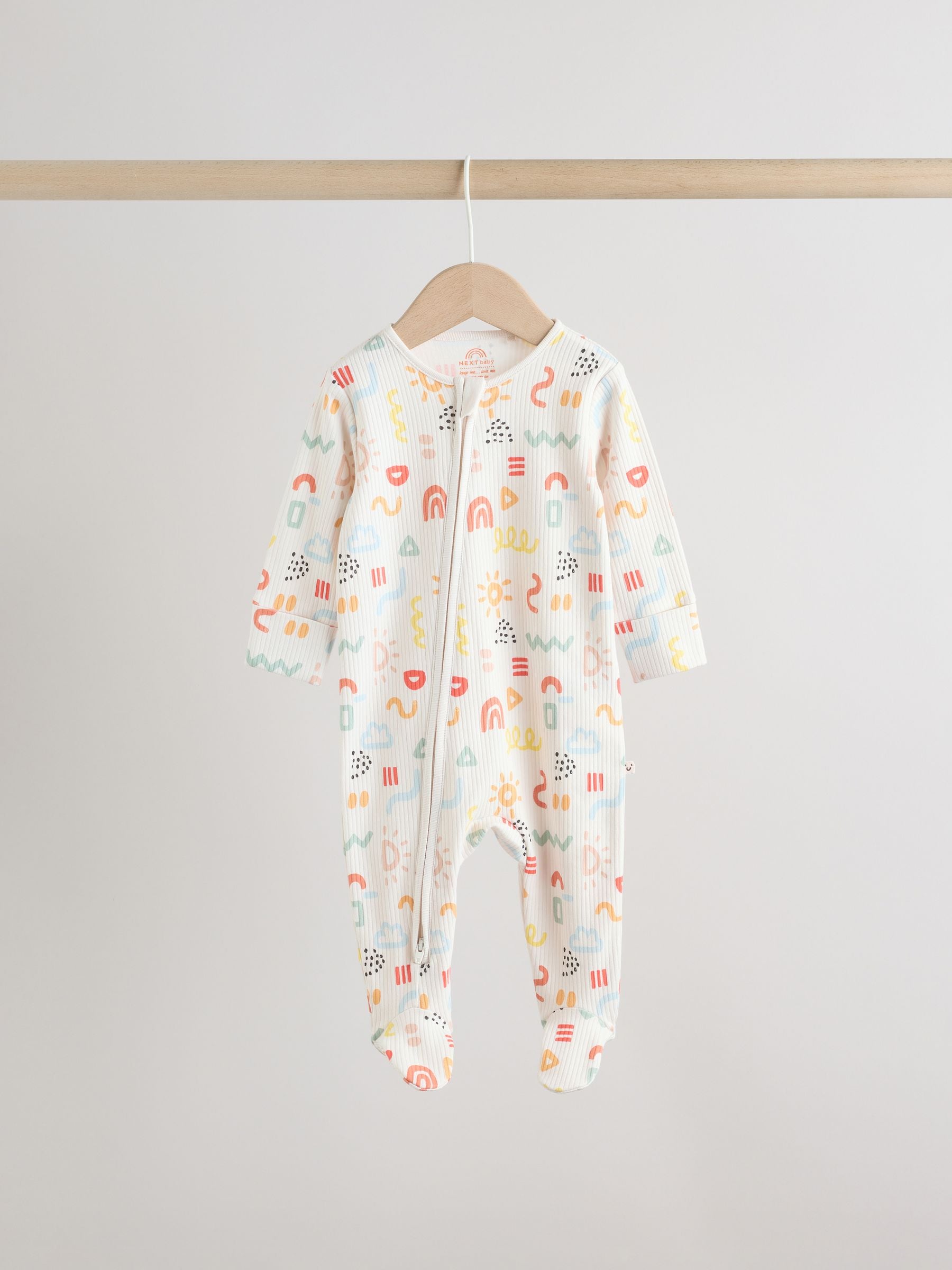 Multi Two Way Zip Baby Sleepsuit 3 Pack (0-2yrs) image 4