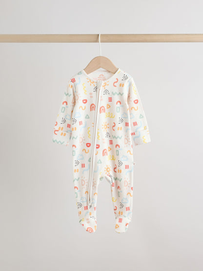 Multi Two Way Zip Baby Sleepsuits 3 Pack (0-2yrs) image 4