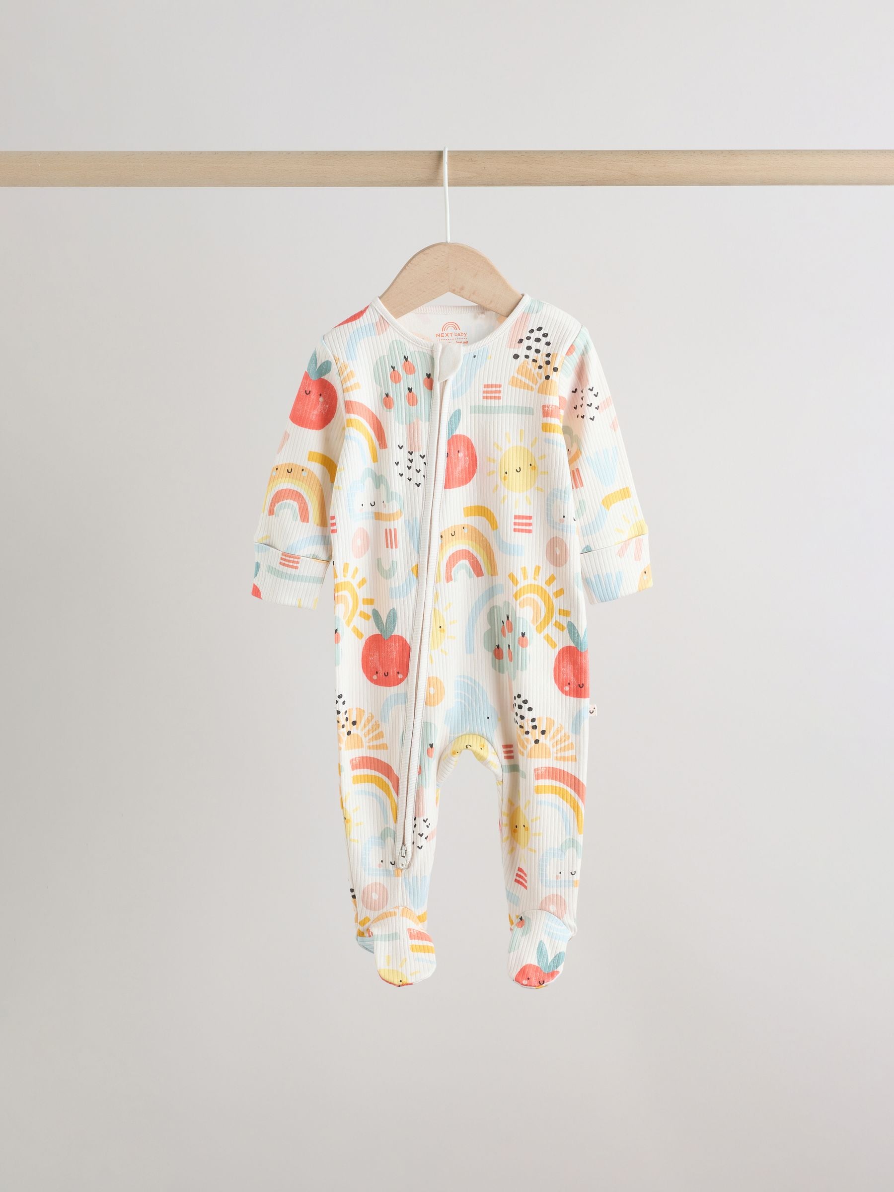 Multi Two Way Zip Baby Sleepsuit 3 Pack (0-2yrs) image 5