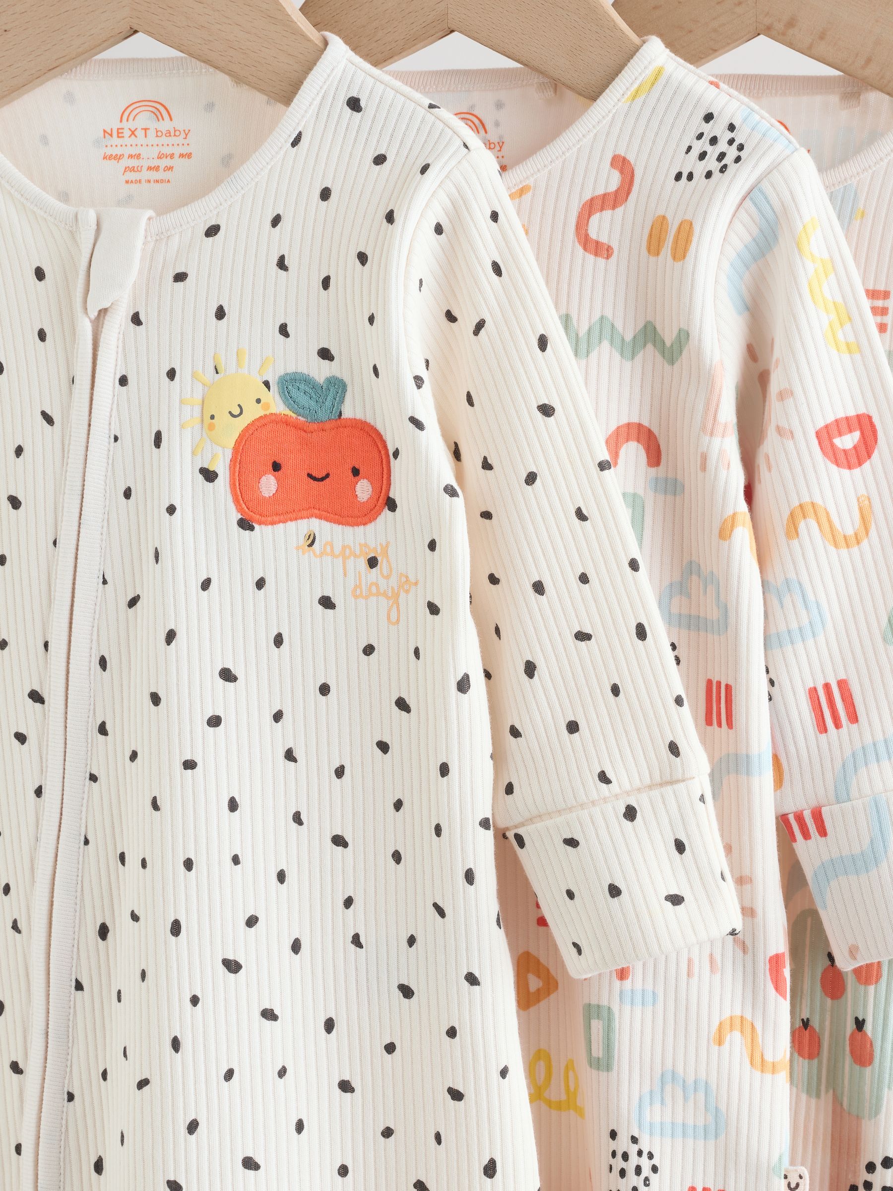 Multi Two Way Zip Baby Sleepsuits 3 Pack (0-2yrs) image 7
