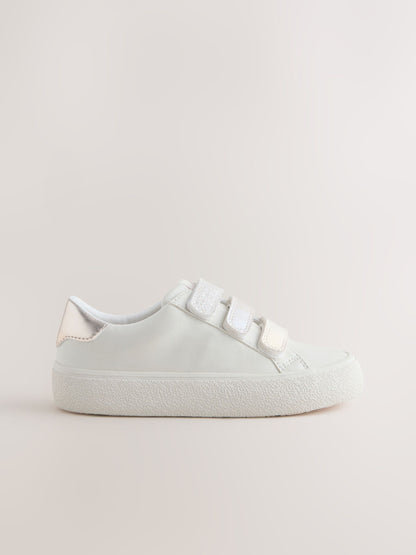 White Touch Fastening Standard Fit (F) Low Top Trainers image 2