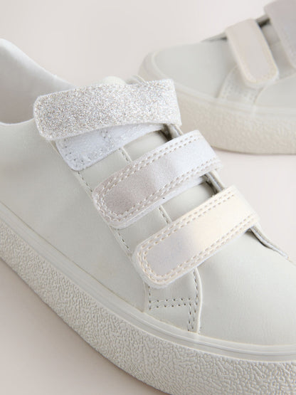White Touch Fastening Wide Fit (G) Low Top Trainers image 5