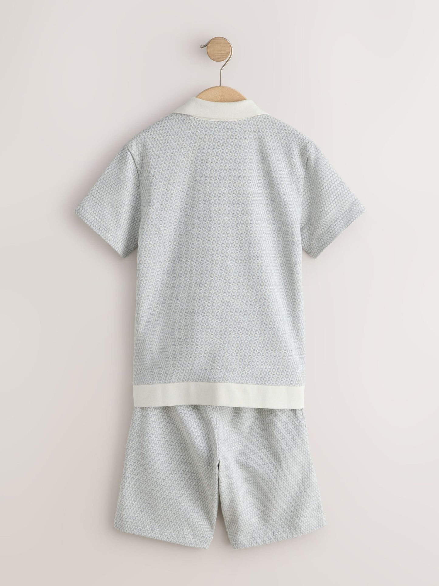 Dsiney Kidz - Grey/White Textured Revere Button Through Shirt and Shorts Set (3-16yrs) image 6