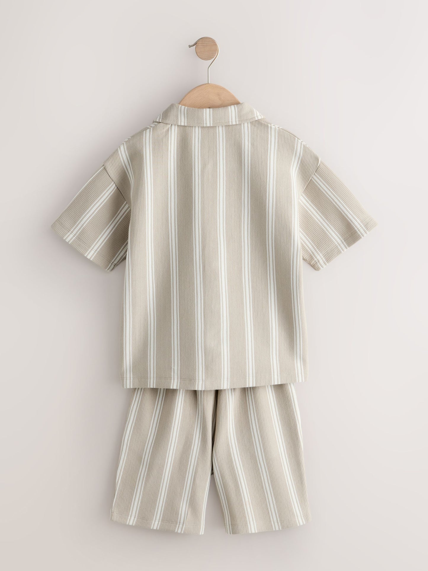 Dsiney Kidz - Stone Vertical Stripe Revere Button Through Shirt and Shorts Set (3-16yrs) image 12