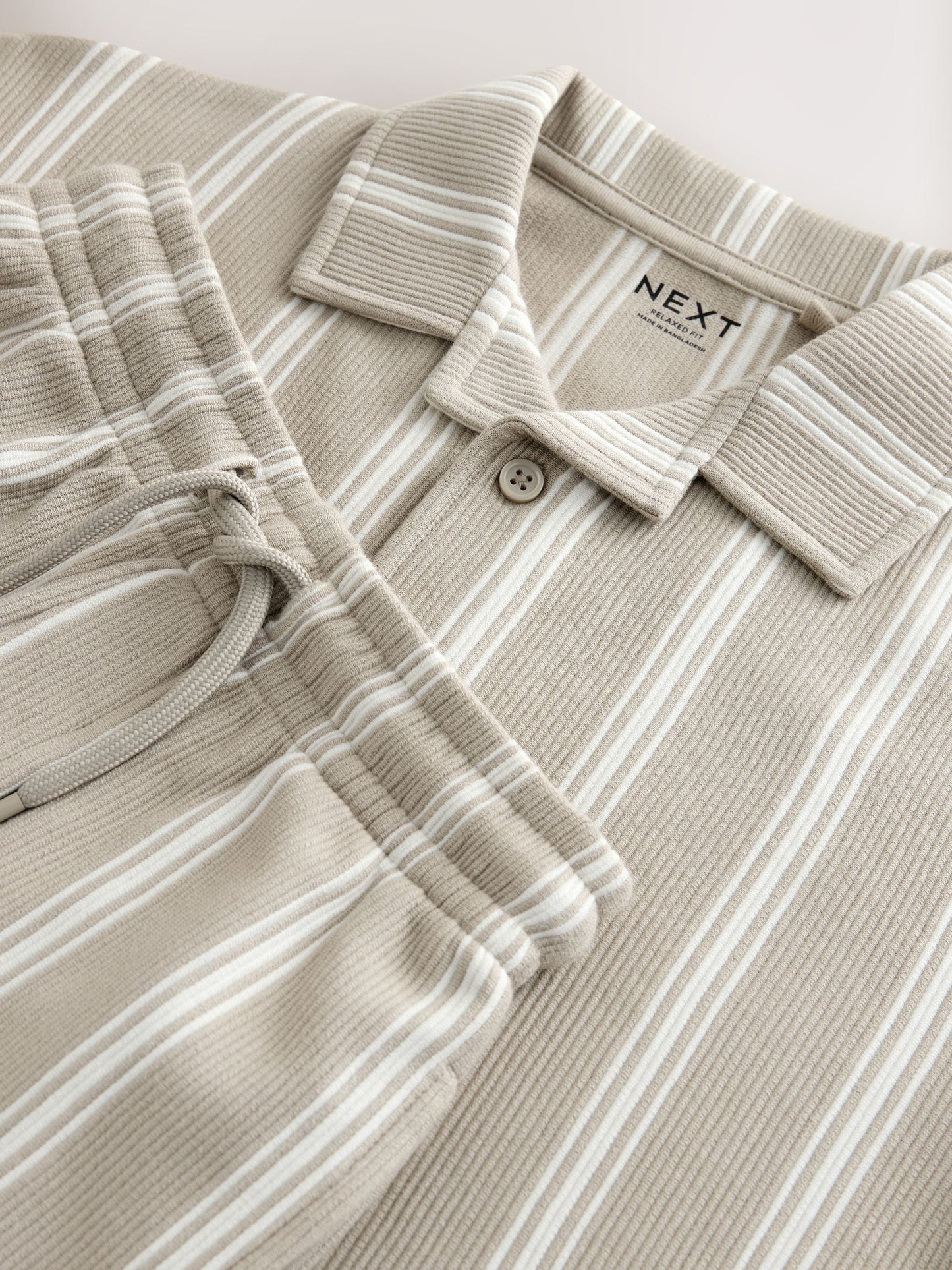 Dsiney Kidz - Stone Vertical Stripe Revere Button Through Shirt and Shorts Set (3-16yrs) image 13