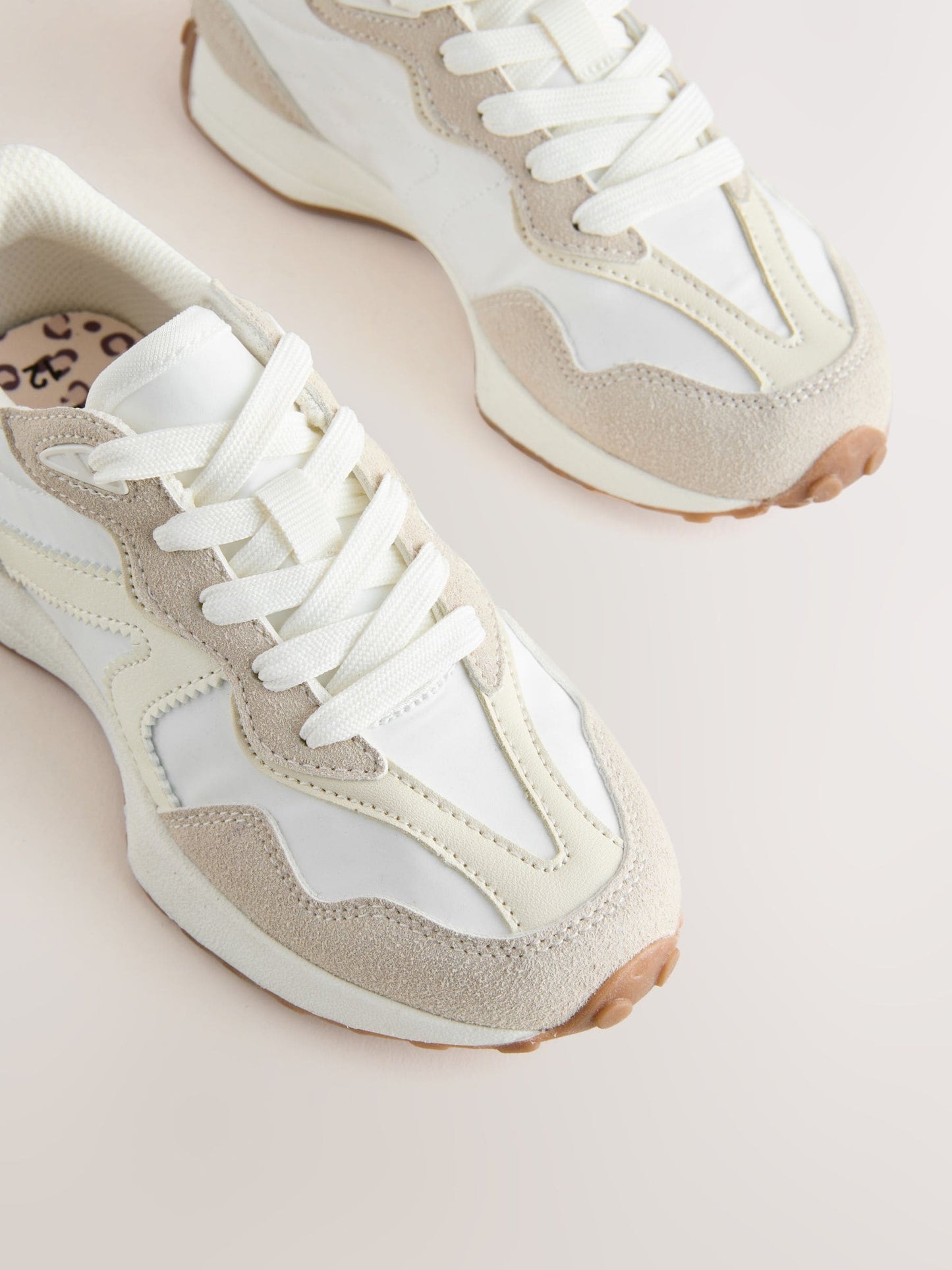White Lace-Up Lifestyle Trainers image 3