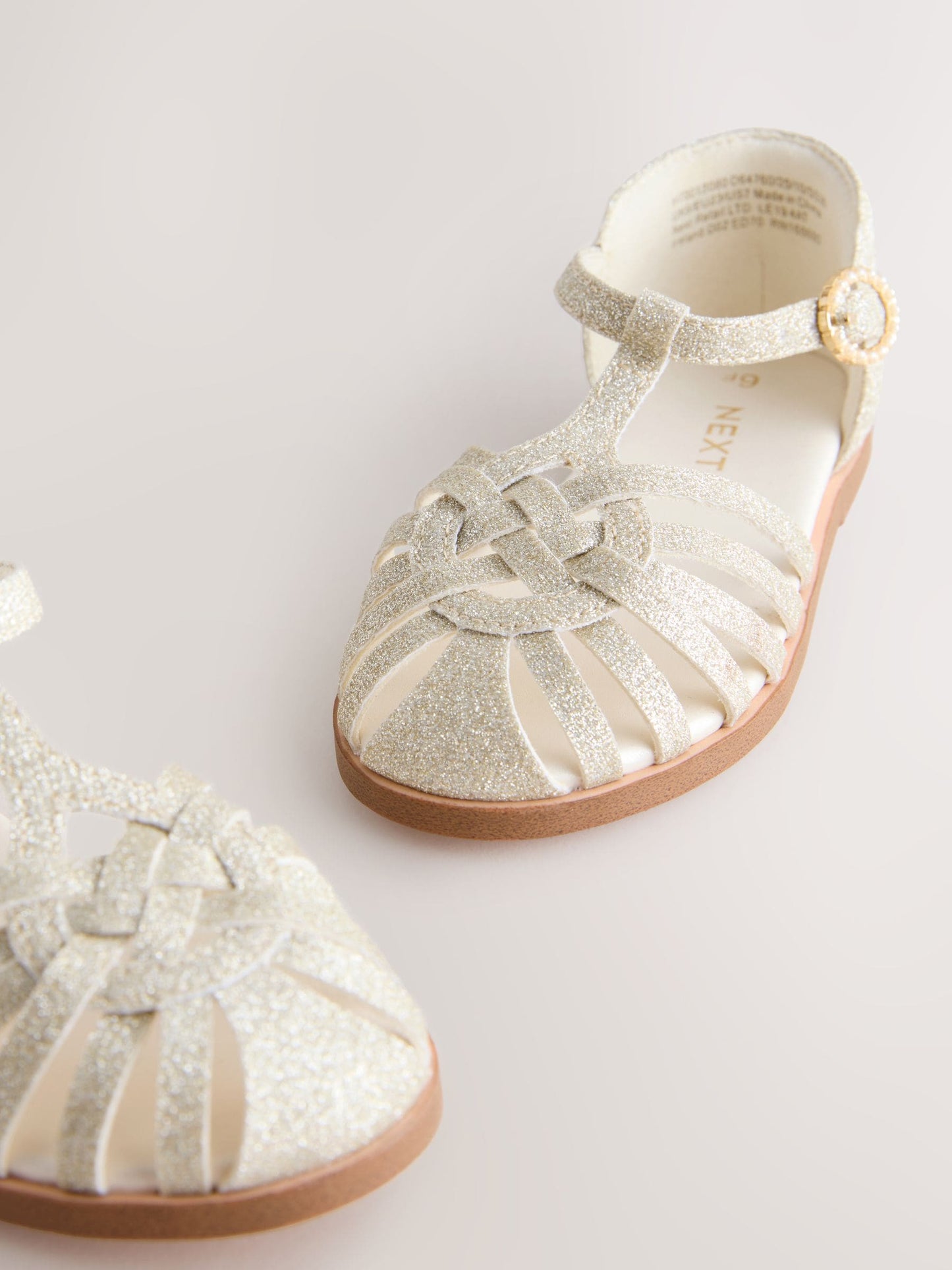 Dsiney Kidz - Gold Glitter Standard Fit (F) Fisherman Heart Occasion Sandals image 6