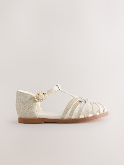 Dsiney Kidz - Gold Glitter Wide Fit (G) Fisherman Heart Occasion Sandals image 2