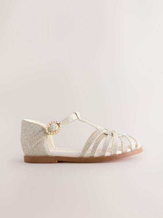 Dsiney Kidz - Gold Glitter Wide Fit (G) Fisherman Heart Occasion Sandals image 2
