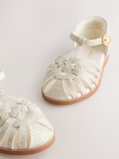 Dsiney Kidz - Gold Glitter Wide Fit (G) Fisherman Heart Occasion Sandals image 4