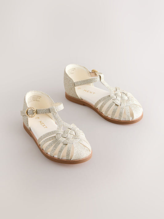 Dsiney Kidz - Gold Glitter Wide Fit (G) Fisherman Heart Occasion Sandals image 1