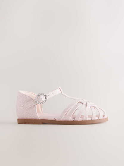 Pink Glitter Standard Fit (F) Fisherman Heart Occasion Sandals image 5
