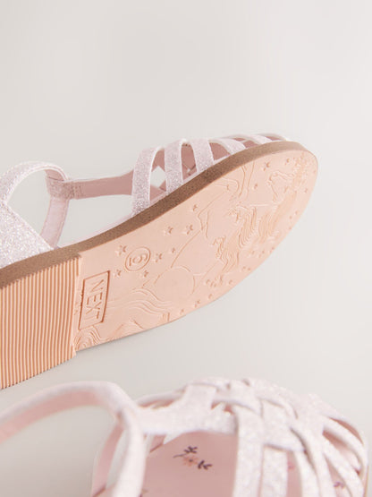 Pink Glitter Standard Fit (F) Fisherman Heart Occasion Sandals image 8